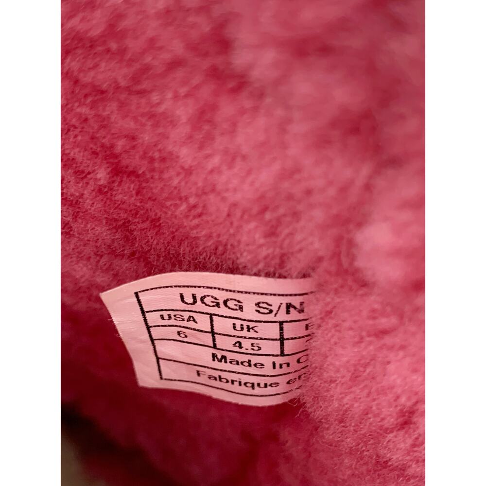 Ugg Classic Sequin Sparkle Boots Short Pink Ruby Red Plush Lining Women's 6 - Picture 6 of 12